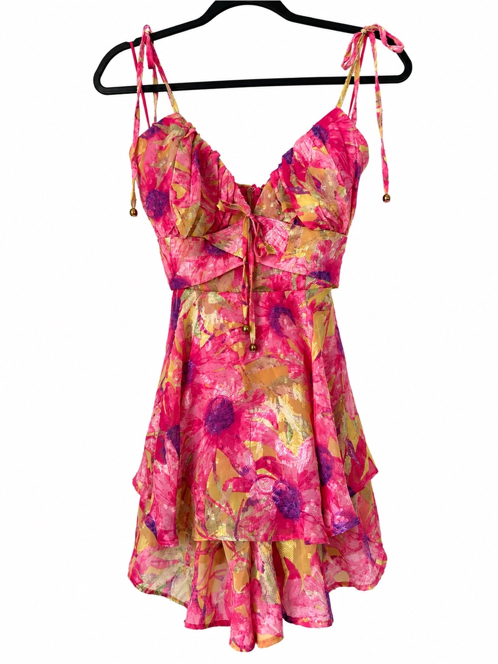 NWT Akira Pink Floral Tie-Shoulder Mini Romper | Summer | Vacation | Brunch